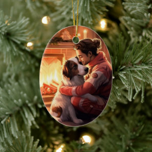 Pet Memorial Ornament, Papillon Dog Mum Gift Ceramic Ornament