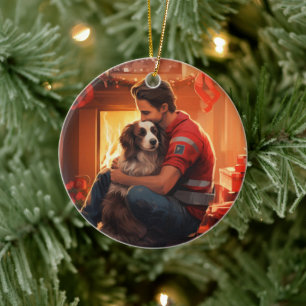 Pet Memorial Ornament, Papillon Dog Mum Gift Ceramic Ornament