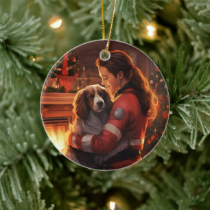 Pet Memorial Ornament, Papillon Dog Mum Gift Ceramic Ornament