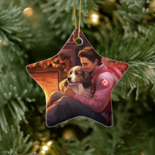 Pet Memorial Ornament,  Papillon Dog Mum Gift Ceramic Ornament