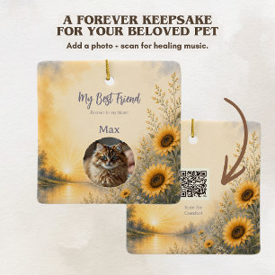 Pet Memorial Ornament with Photo & Spotify QR Code