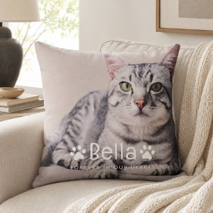 Pet Memorial Paw Print Photo Cat Cushion