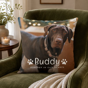 Pet Memorial Paw Print Photo Dog Cushion