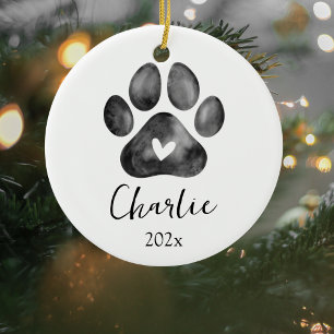Pet Memorial Paw Print Photo Ornament
