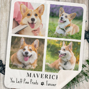 Pet Memorial Paw Prints Forever Personalised Photo Sherpa Blanket