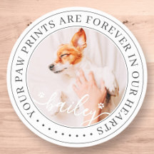Pet Memorial Paw Prints Hearts Elegant Chic Photo