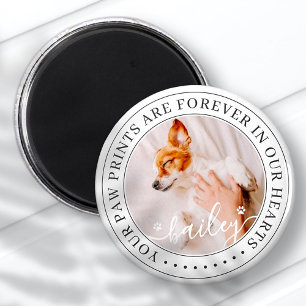 Pet Memorial Paw Prints Hearts Elegant Chic Photo Magnet