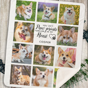 Pet Memorial Paw Prints Personalised Photo Collage Sherpa Blanket