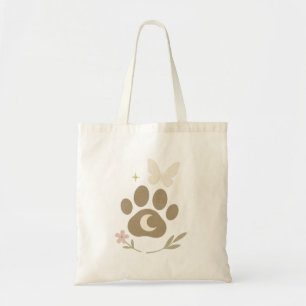 Pet Memorial Paw with Moon & Butterfly – Sympathy Tote Bag