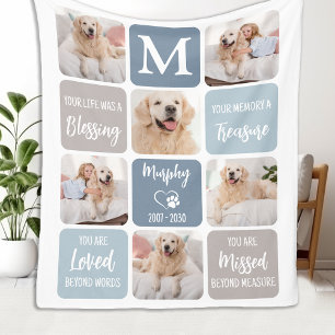 Pet Memorial Personalised 7 Photo Collage Dog Fleece Blanket