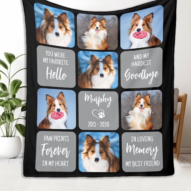 Pet Memorial Personalised 7 Pictures Collage Dog Fleece Blanket (Creator Uploaded)