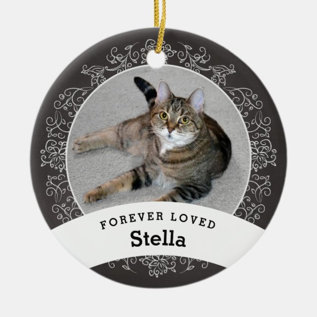 Pet Memorial Personalised Chalkboard Add Photo Ceramic Ornament (Front)