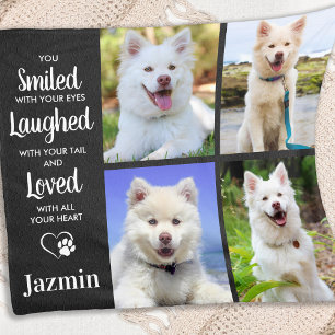 Pet Memorial Personalised Dog 4 Photo Collage Fleece Blanket