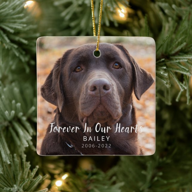 Pet Memorial Personalised Dog Photo Ceramic Ornament (Tree)
