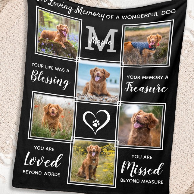 Pet Memorial Personalised Dog Photo Collage Fleece (Creator Uploaded)