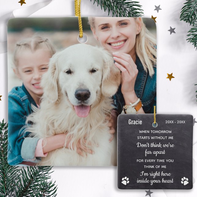Pet Memorial Personalised Dog Remembrance Photo  Ceramic Ornament (Creator Uploaded)