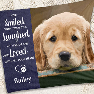 Pet Memorial Personalised Modern Dog Photo Fleece Blanket