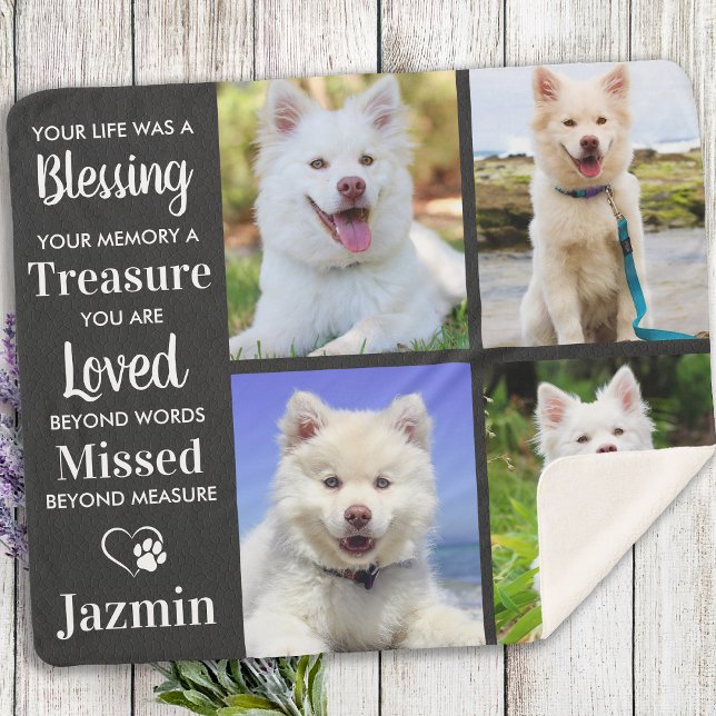 Pet Memorial Personalised Photo Collage Sherpa Blanket (Creator Uploaded)