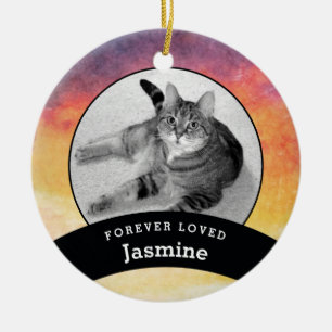 Pet Memorial Personalised Watercolor Add Photo Ceramic Tree Decoration