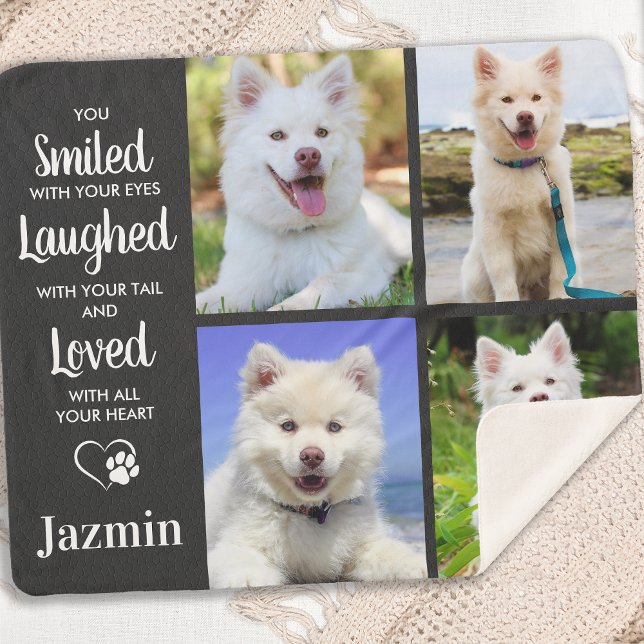 Pet Memorial Personalized Photo Collage Sherpa Blanket (Creator Uploaded)