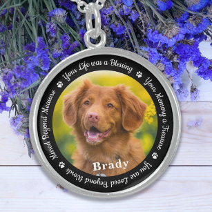 Pet Memorial Pet Loss Gift Remembrance Dog Photo Sterling Silver Necklace