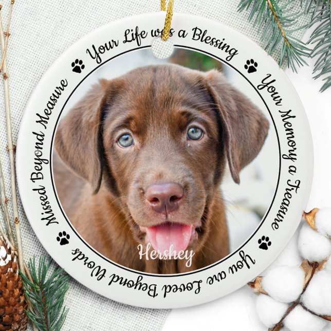 Pet Memorial Pet Loss Keepsake Gift Dog Photo Ceramic Ornament (Creator Uploaded)
