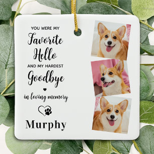 Pet Memorial Pet Loss Personalised 3 Dog Photo  Ceramic Ornament