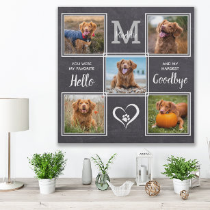 Pet Memorial Pet Loss Personalised 5 Photo Collage Faux Canvas Print