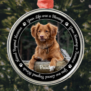 Pet Memorial Pet Loss Remembrance Gift Dog Photo Metal Ornament
