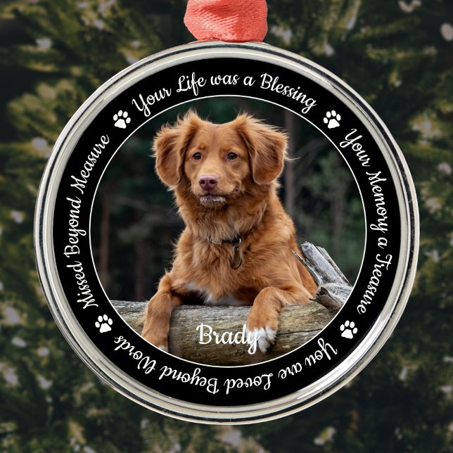 Pet Memorial Pet Loss Remembrance Gift Dog Photo Metal Ornament (Creator Uploaded)