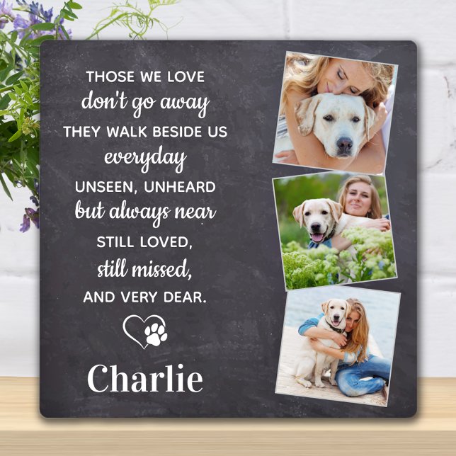 Pet Memorial Pet Loss Sympathy Gift 3 Dog Photo Plaque (Creator Uploaded)