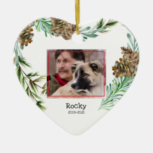 Pet Memorial Photo Christmas Heart Ceramic Ornamen Ceramic Ornament