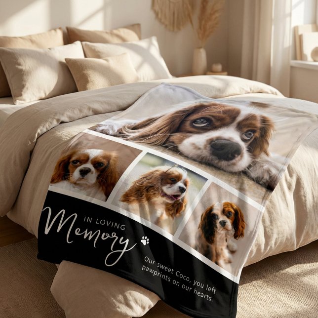 Pet Memorial Photo Collage Fleece Blanket (Creator Uploaded)