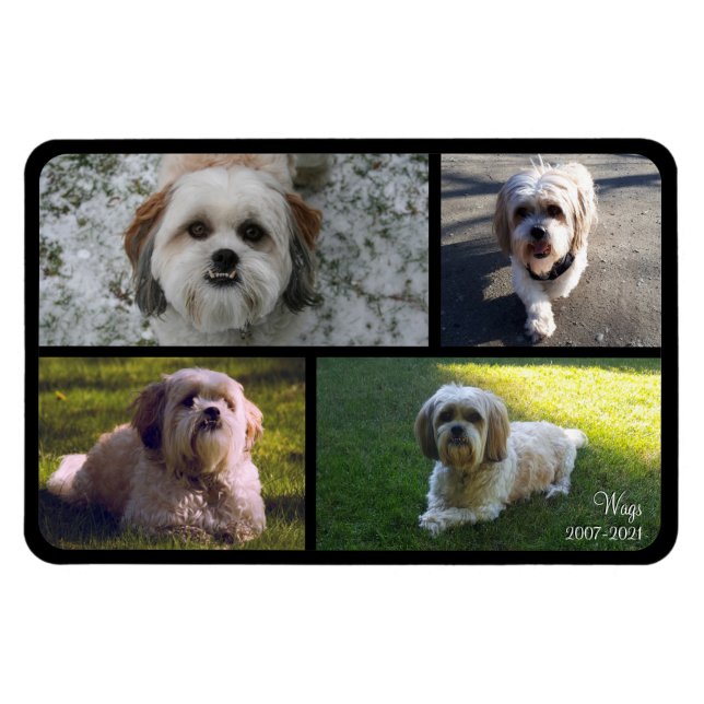 Pet Memorial Photo Collage Name with Dates Magnet (Horizontal)