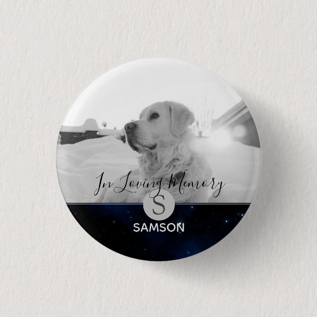 Pet Memorial PHOTO - In Loving Memory Personalised 3 Cm Round Badge (Front)