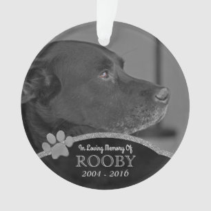 Pet Memorial Photo Paw Print Personalised Name Ornament