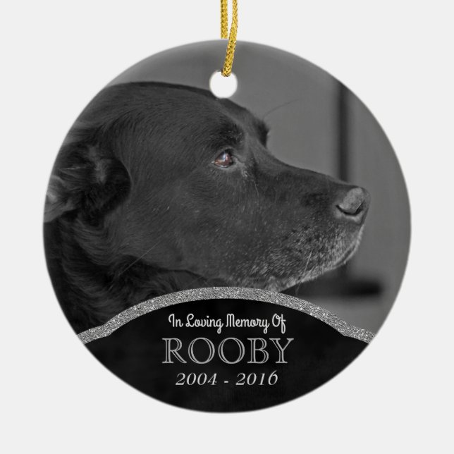 Pet Memorial Photo Personalised Dog Condolence Ceramic Ornament (Front)