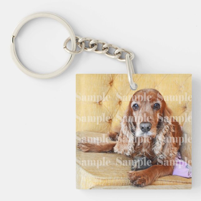 Pet memorial photo PERSONALIZE Key Ring (Front)