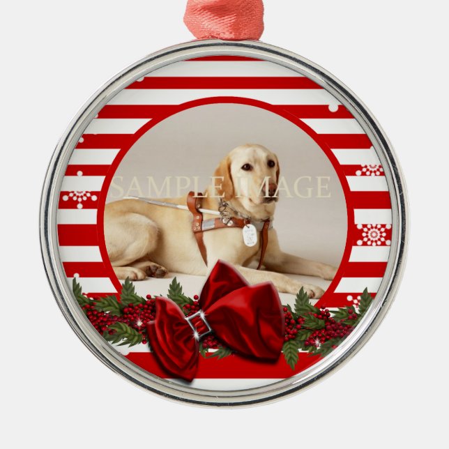 Pet memorial photo PERSONALIZE Metal Ornament (Front)
