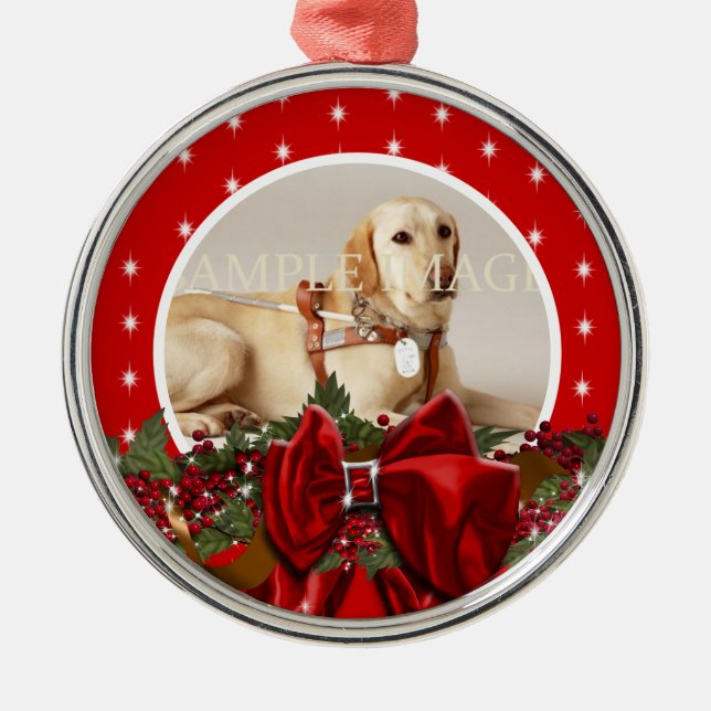 Pet memorial photo PERSONALIZE Metal Ornament (Front)