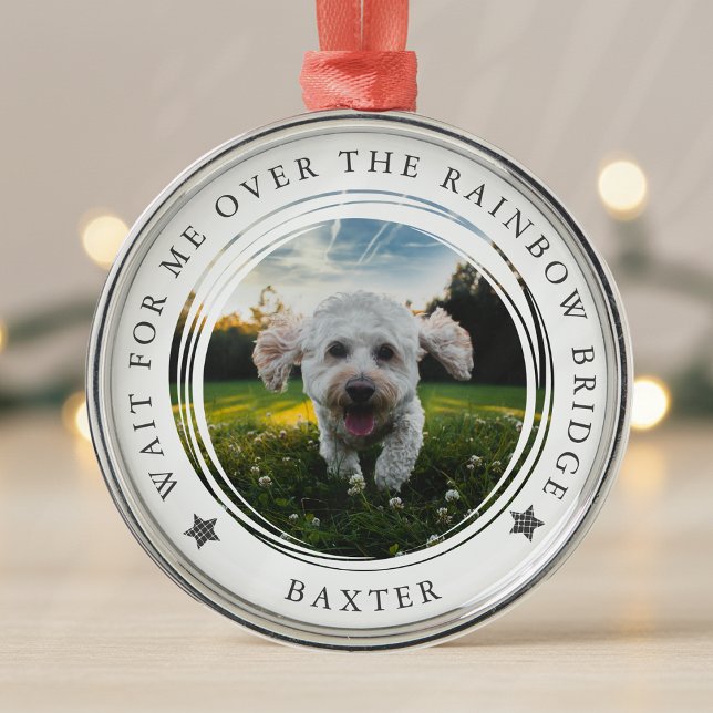 Pet Memorial Photo Rainbow Bridge Metal Ornament (Creator Uploaded)