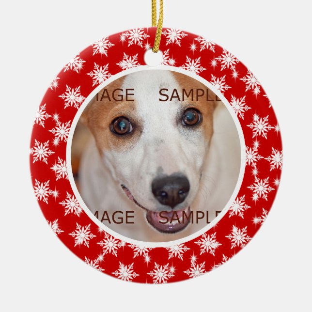 Pet memorial photo verse PERSONALIZE Ceramic Ornament (Front)