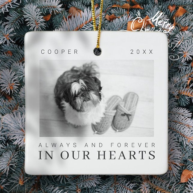 Pet Memorial Quote Simple Modern Chic Photo Ceramic Ornament (Creator Uploaded)