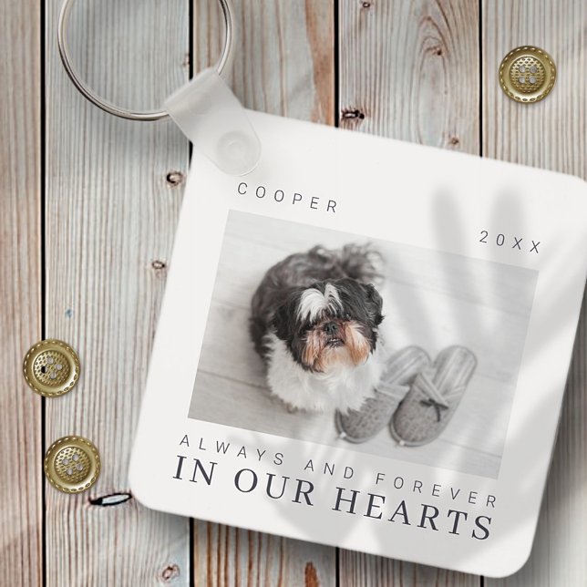 Pet Memorial Quote Simple Modern Chic Photo Key Ring (Creator Uploaded)