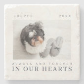 Pet Memorial Quote Simple Modern Chic Photo Stone Coaster (Front)