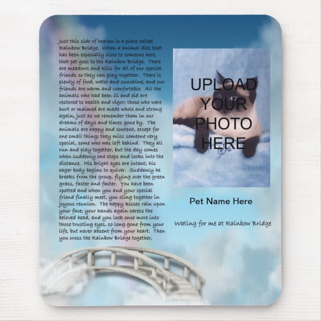 Pet Memorial Rainbow Bridge Mousepad - Personalise (Front)
