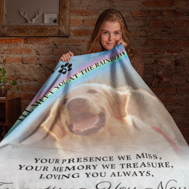 Pet Memorial Rainbow Bridge Photo Fleece Blanket (Creator Uploaded)