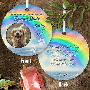 Pet Memorial Rainbow Bridge Photo & Paw Print Metal Tree Decoration