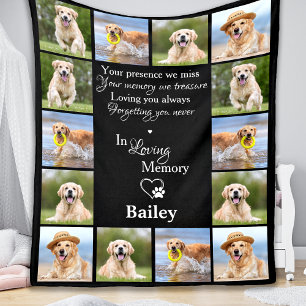 Pet Memorial Remembrance Keepsake Photo Collage Fleece Blanket