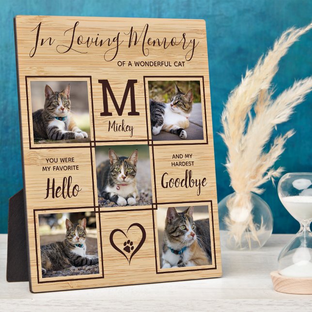 Pet Memorial Remembrance Personalised 5 Cat Photo Plaque (Creator Uploaded)